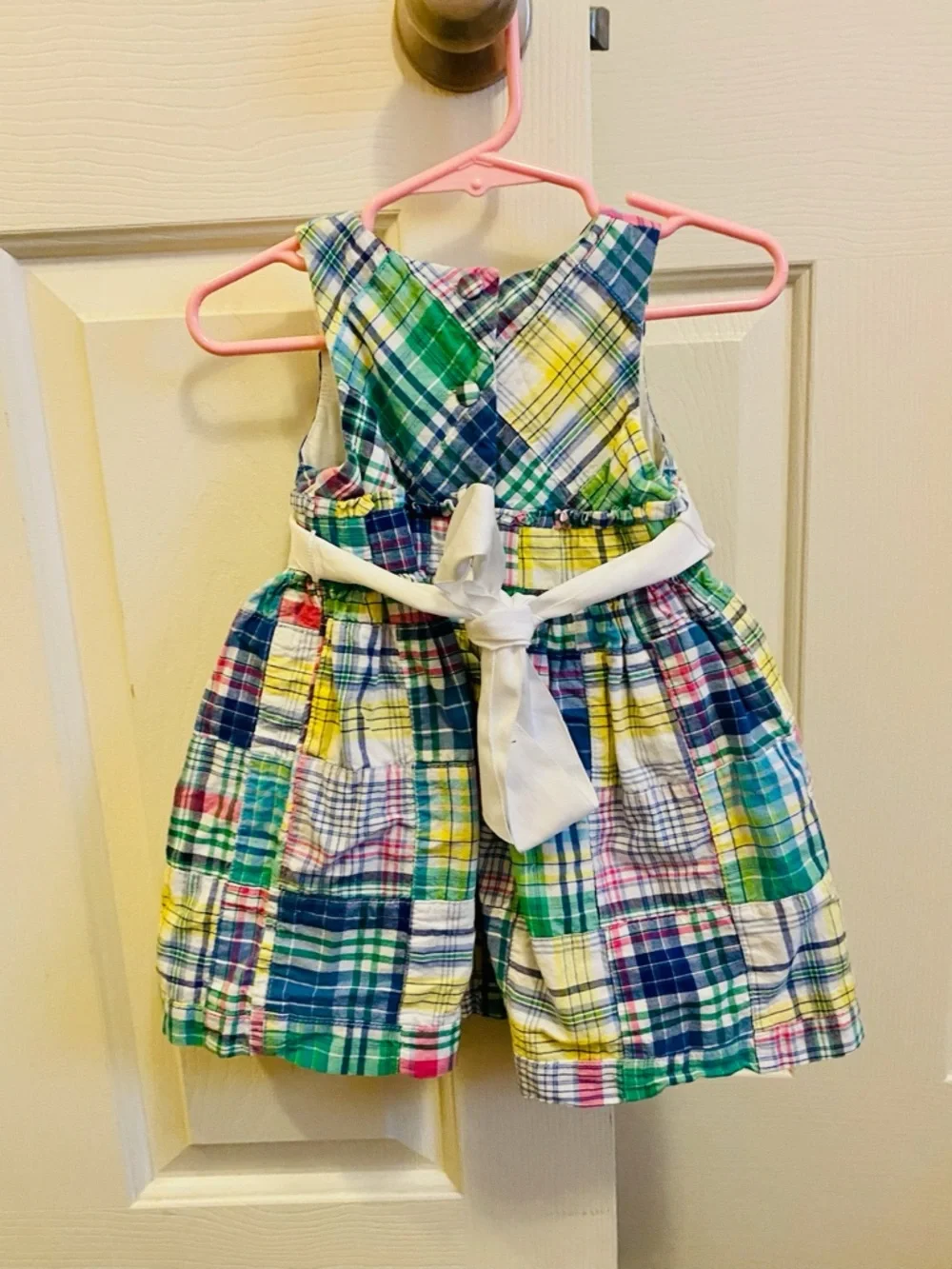 EUC Ralph Lauren Multicolor Plaid Sundress with White Waistband
